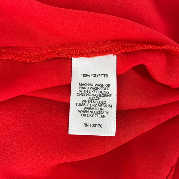 Cynthia Rowley New York blouse top true red long sleeve V-neck high low NWT - Picture 5 of 7